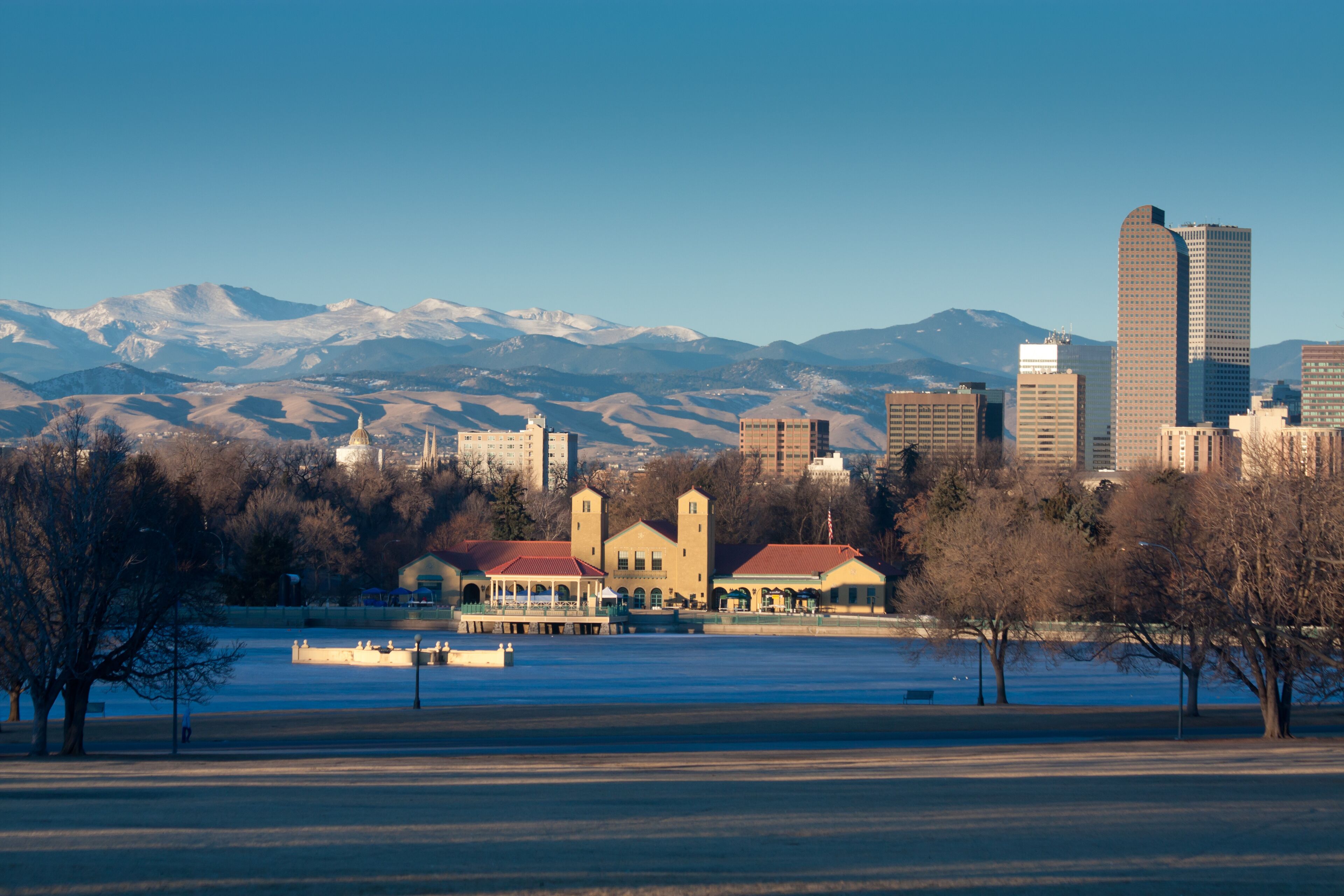 Downtown Denver Winter Skyline From City Park