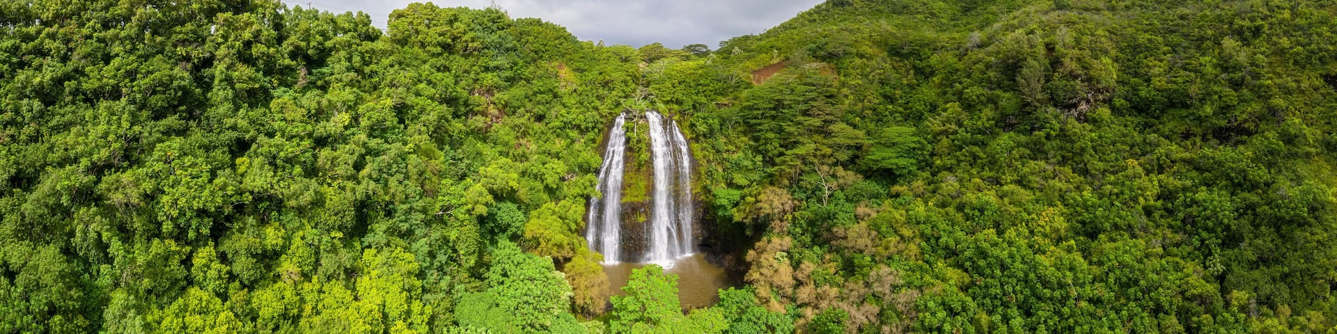 USA, Hawaii, Kauai, Wailua State Park, Opaekaa Falls, aerial view