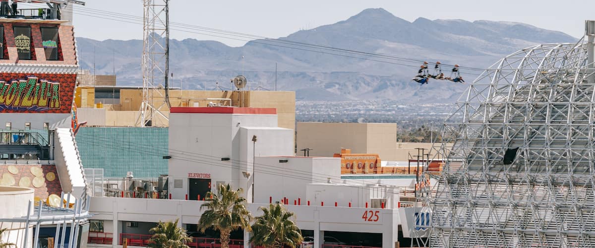 Downtown Las Vegas featuring zip lining and landscape views