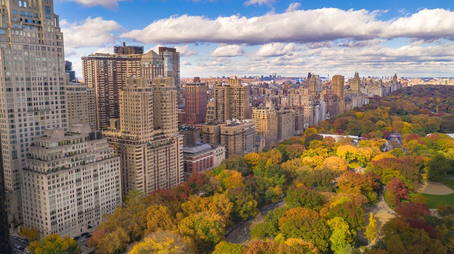 Fall Color Autumn Season Buildings of Central Park West NYC