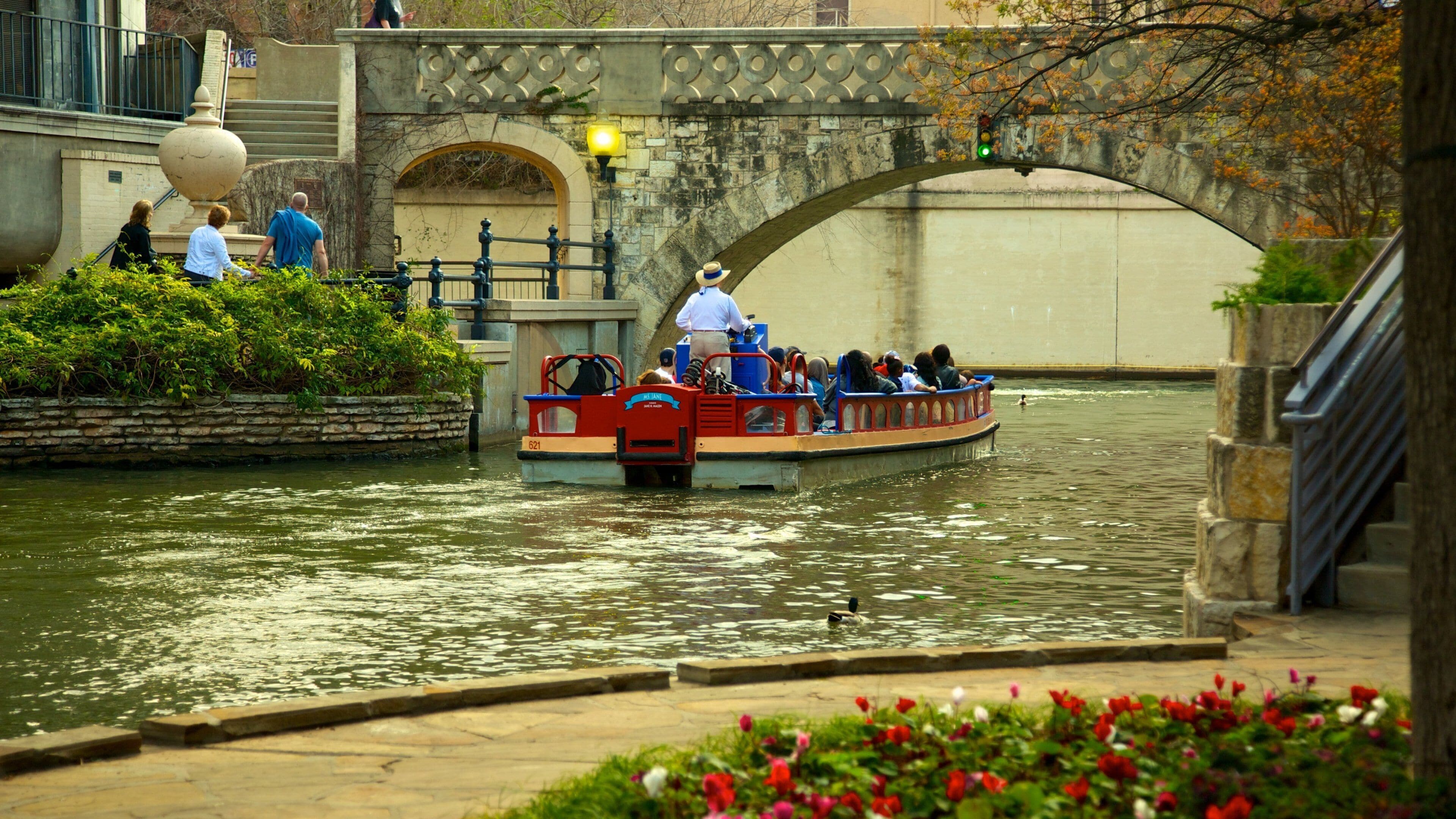 Downtown - Riverwalk showing a river or creek and boating