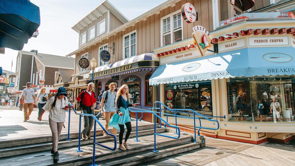 Fisherman\'s Wharf which includes street scenes as well as a small group of people