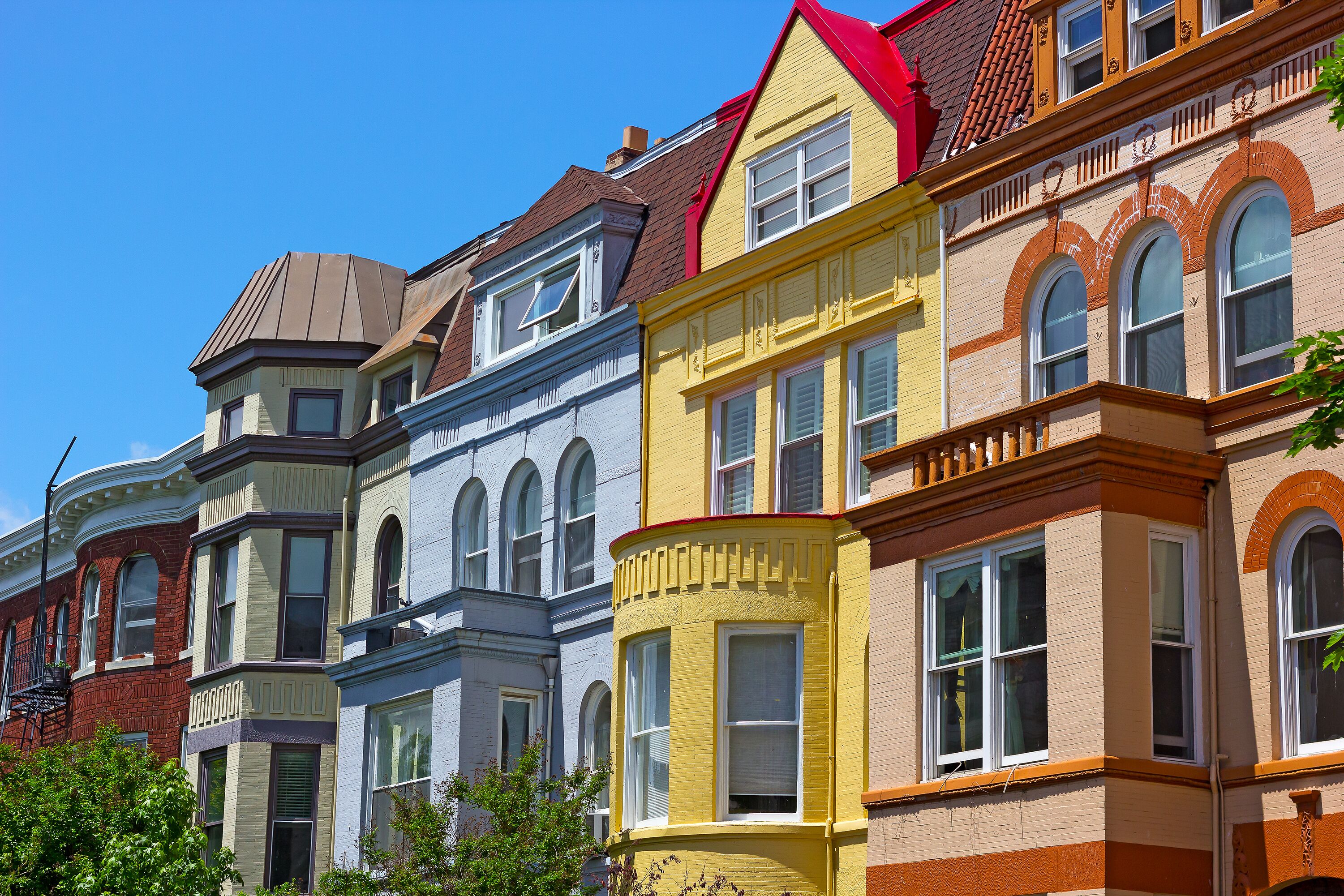 Luxury townhouses of Washington DC, USA. Colorful townhouses near Dupont Circle in Washington DC.; Shutterstock ID 279954896
