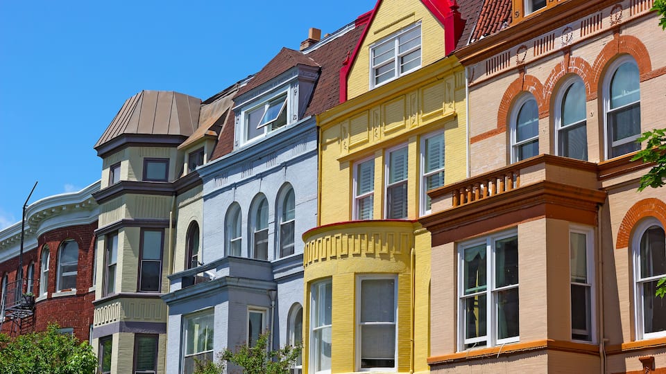 Luxury townhouses of Washington DC, USA. Colorful townhouses near Dupont Circle in Washington DC.; Shutterstock ID 279954896