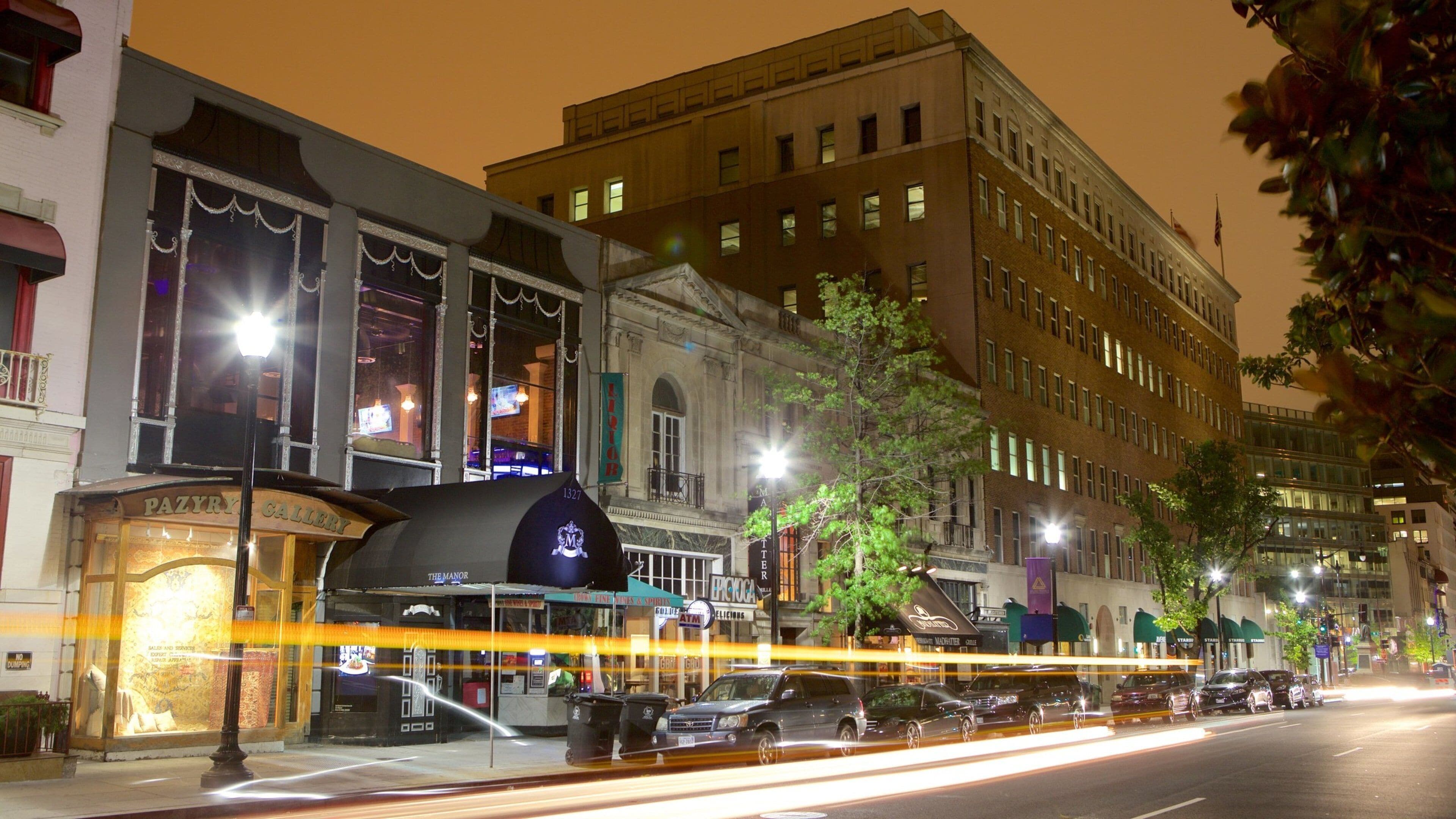 Centro de Washington D.C. mostrando escenas urbanas, una ciudad y escenas nocturnas