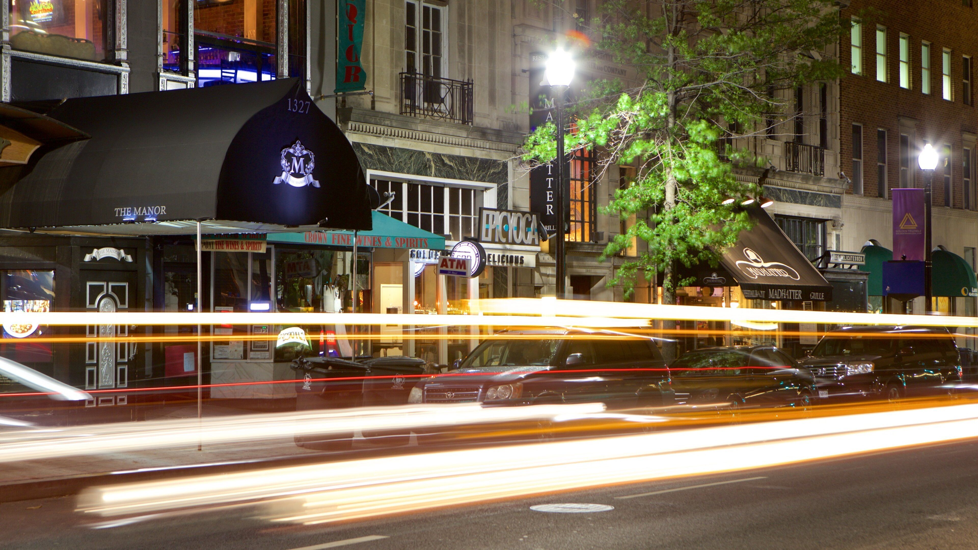 Downtown Washington D.C. showing street scenes, a city and night scenes