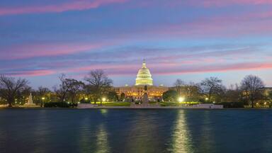 Washington, D.C. city skyline city scape of USA with United States Capitol