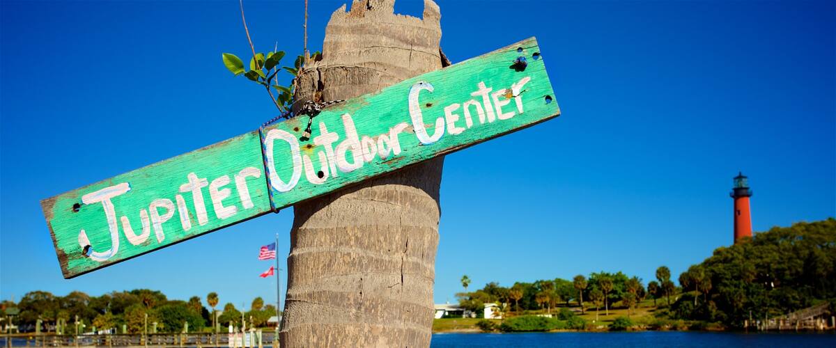 Jupiter bevat bewegwijzering en een baai of haven