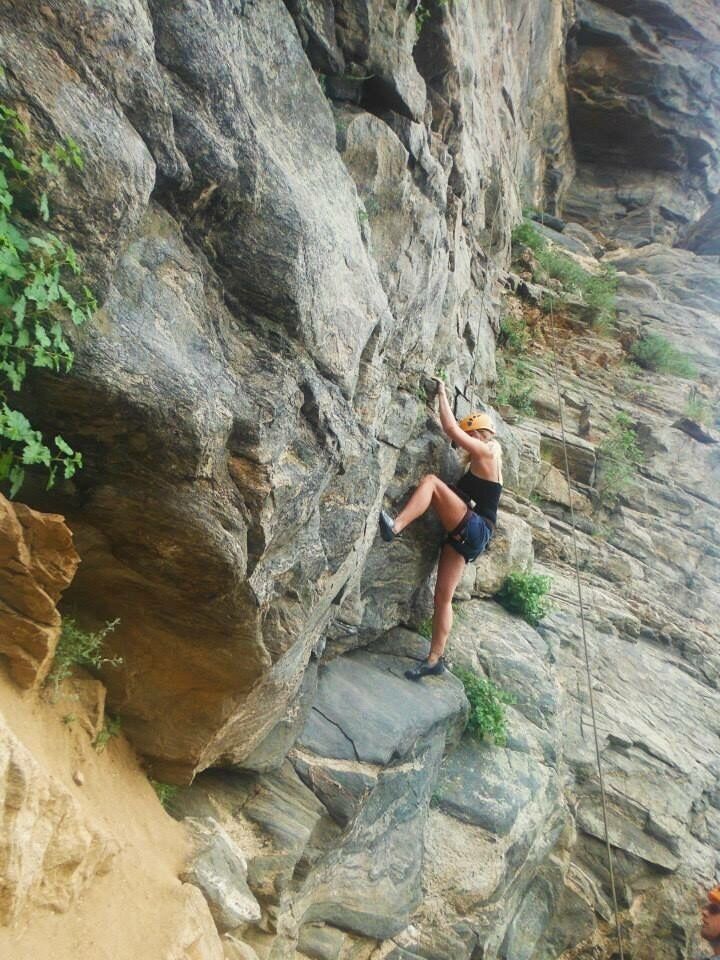 Climbing around Clear Creek, the granite is great for holds!