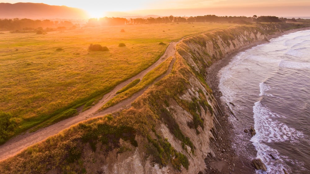 Ellwood Mesa Coastal Trail runs along the ocean bluffs, Ellwood Mesa, Goleta, California