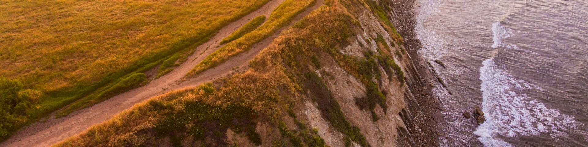 Ellwood Mesa Coastal Trail runs along the ocean bluffs, Ellwood Mesa, Goleta, California