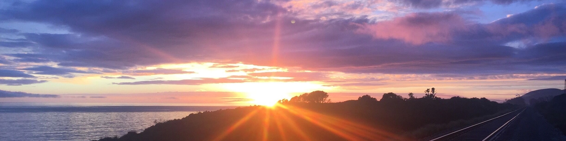 Side of the 101 Southbound Freeway. Beautiful sunset after a stormy day.