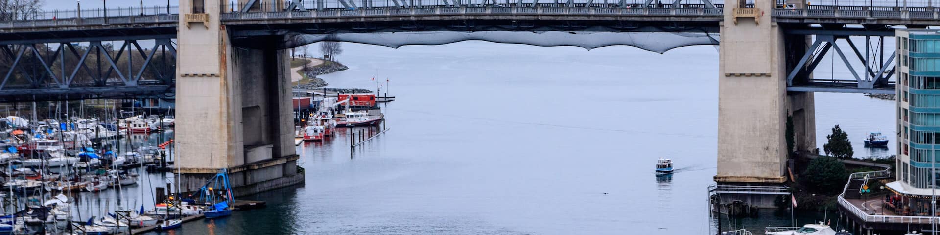 False Creek between Granville Street Bridge and Burrard Street Bridge, Vancouver in Canada