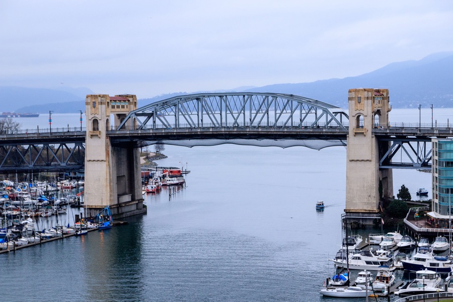 False Creek between Granville Street Bridge and Burrard Street Bridge, Vancouver in Canada