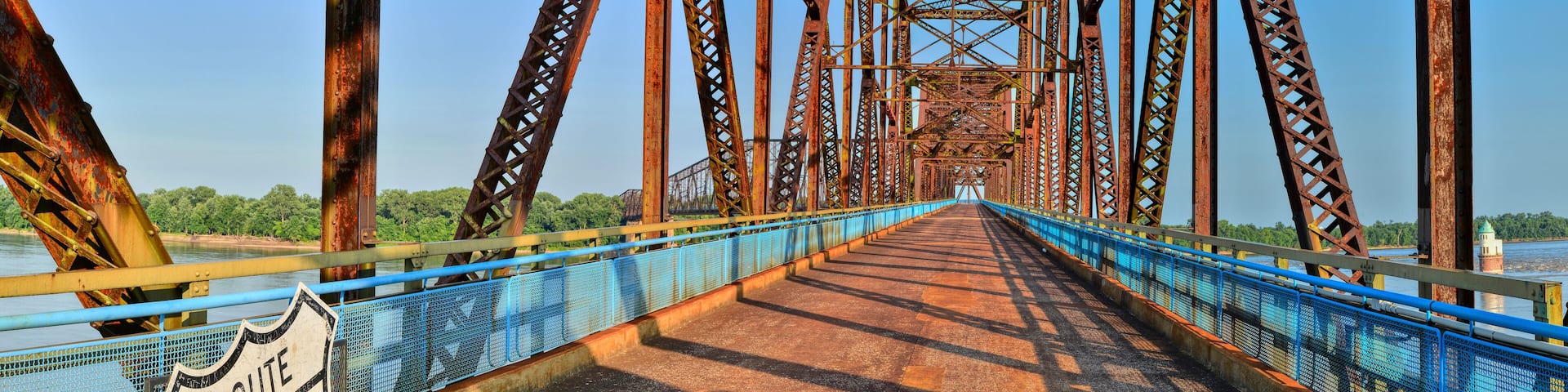 Chain of Rocks bridge on the Mississippi river.