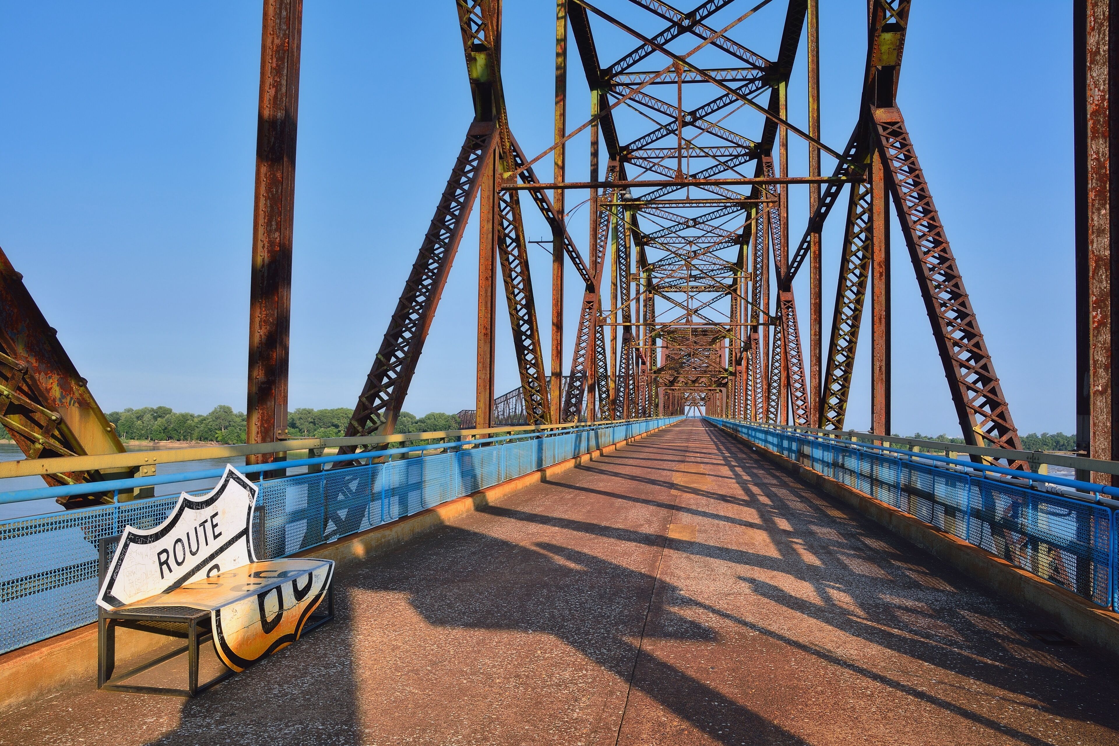 Chain of Rocks bridge on the Mississippi river.