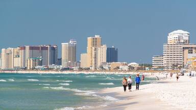 Florida Panhandle featuring a coastal town, a sandy beach and general coastal views