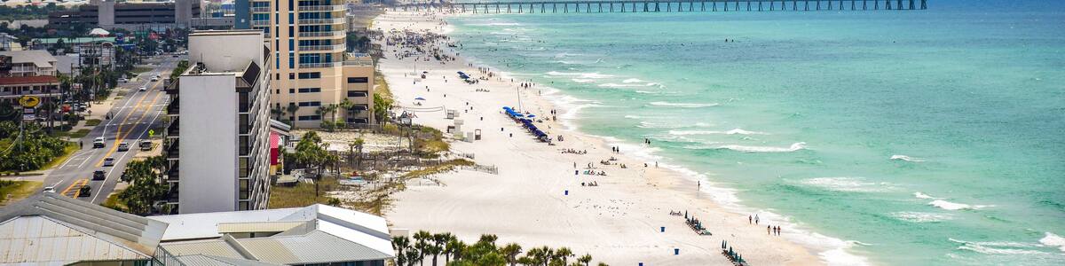 Drone Aerial Beach View of Panama City Beach, Florida, USA