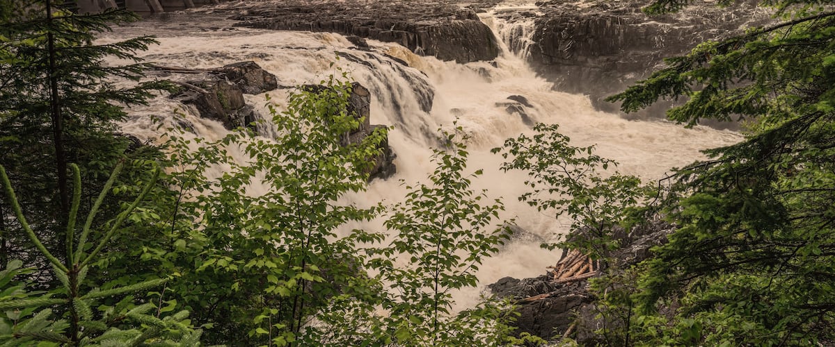 The roaring of the energy generating waterfall at Grand Falls, NB, Canada