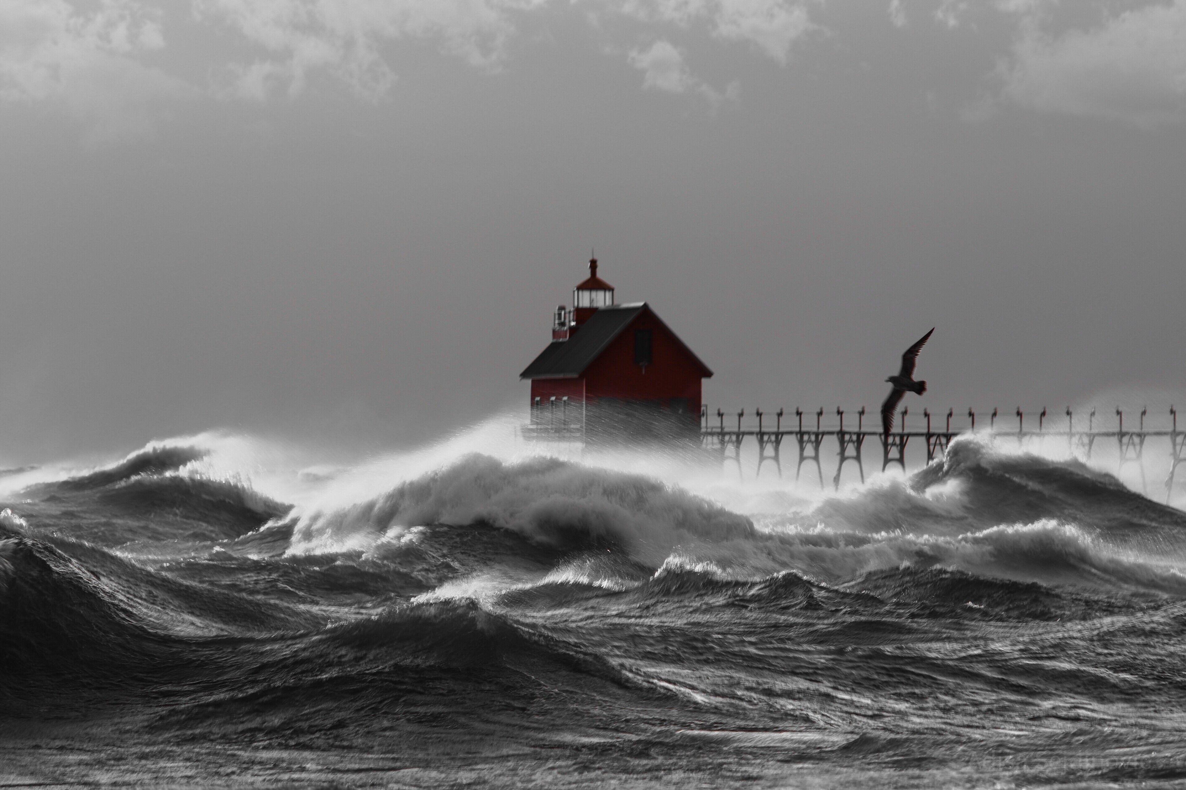 Fall Gales on Lake Michigan in Grand Haven.