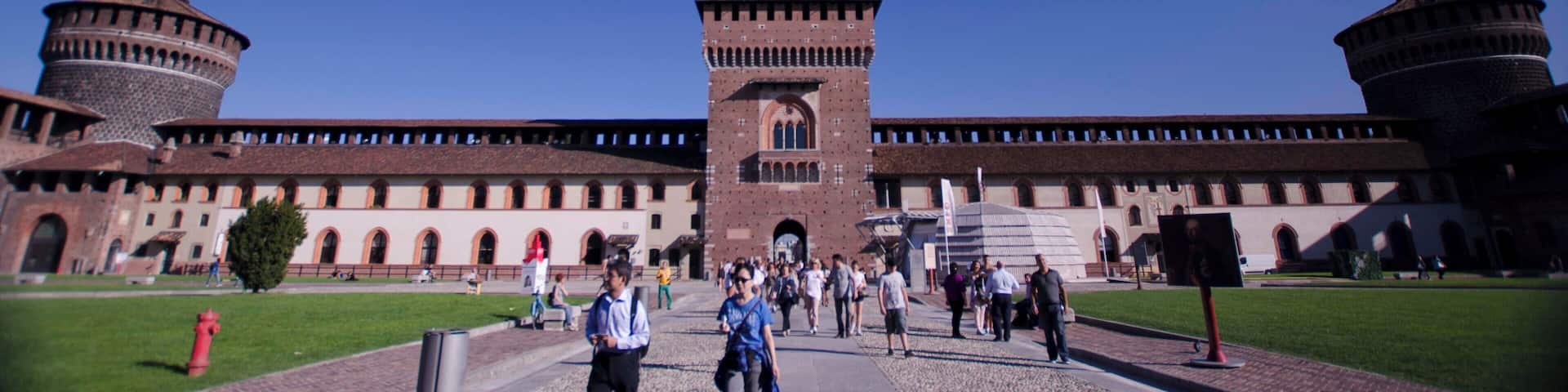 Sforza Castle viewed by the north-western side of Piazza delle Armi, the main courtyard