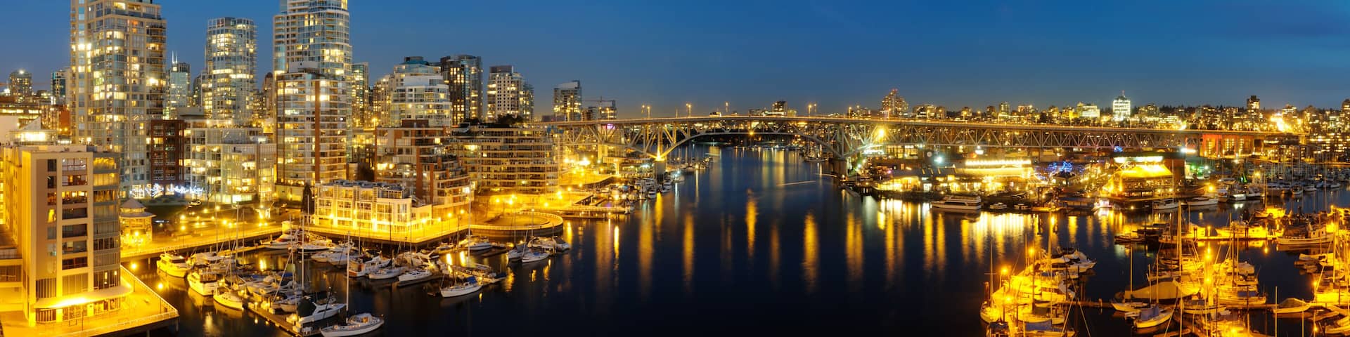 Downtown Vancouver and Granville Bridge panorama
