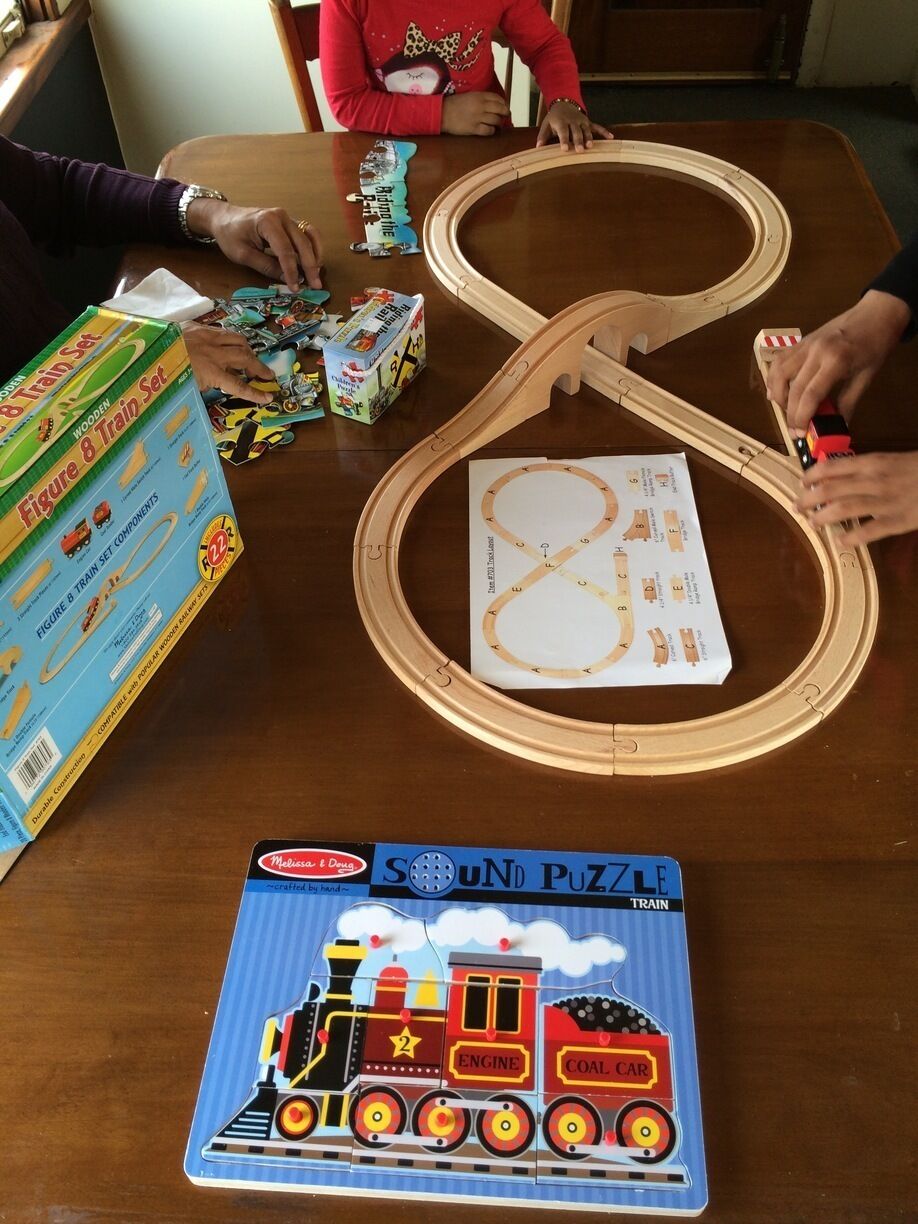 The Grapevine Vintage Railroad runs trains from Grapevine to FortWorth. Puzzles and games for little kids on the train!
