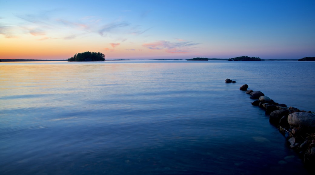 Water Reflection of the lake at twilight. Gravenhurst, Ontario, Canada.