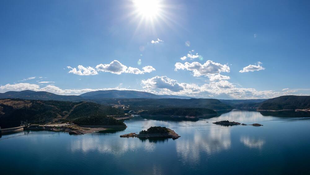 Flaming Gorge Reservoir, Green River, Vernal Utah, dam, Wyoming, Lake, Panorama