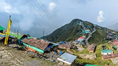 A Panoramic View of beautiful mountain range with villages.