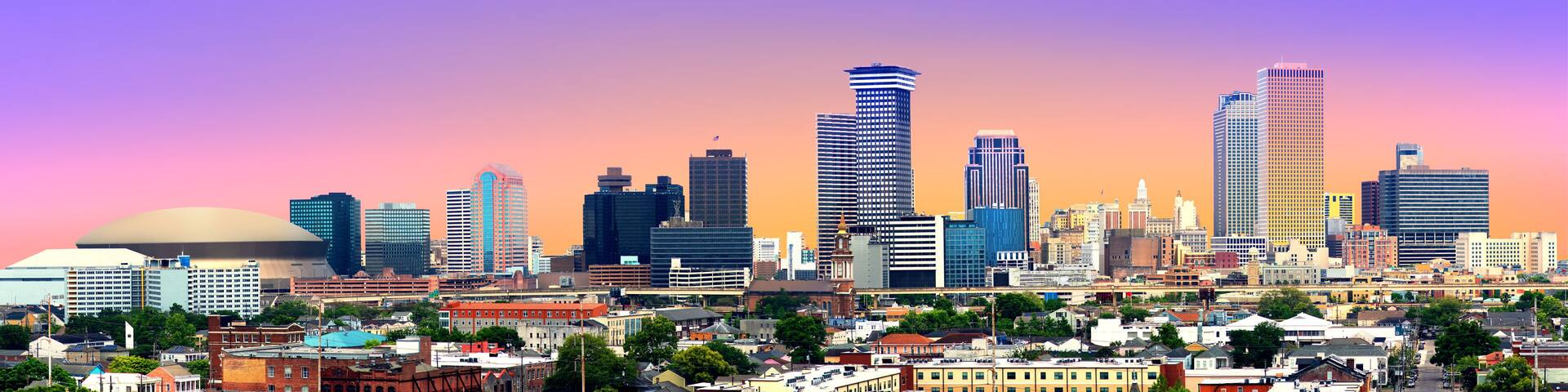 Colorful Panorama of New Orleans Skyline