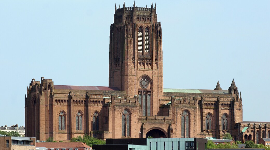 View of the west side of the cathedral southeast from John Lewis car park, Canning Place.
