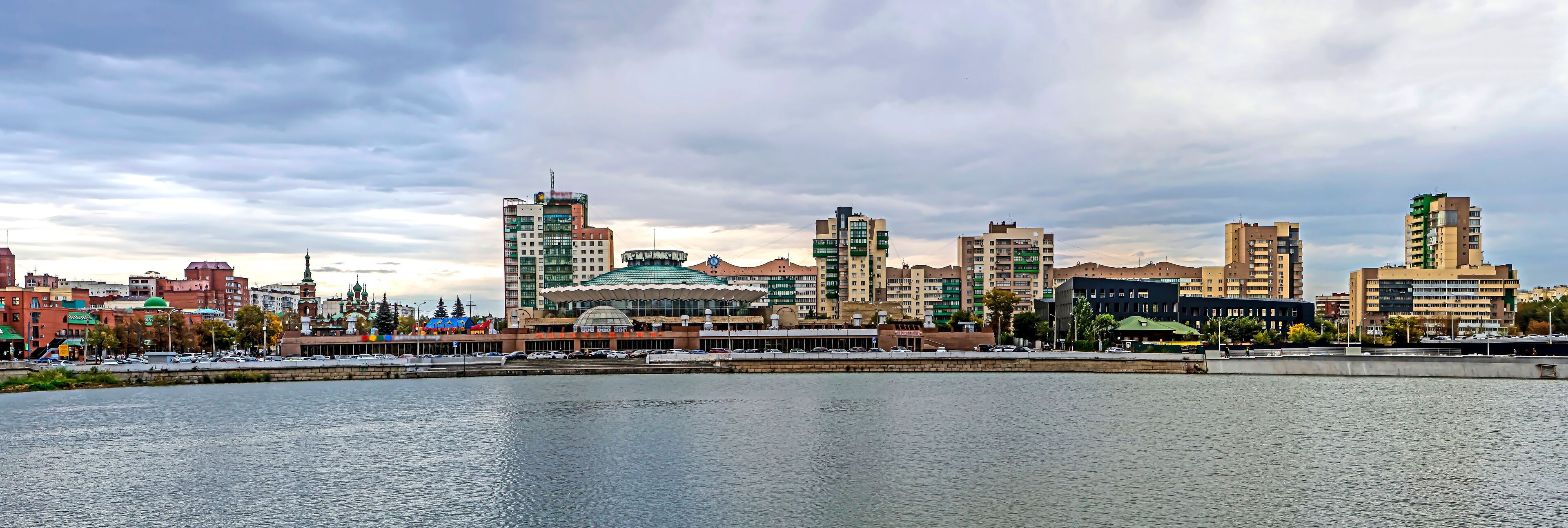 panoramic view of the Miass River in the city center