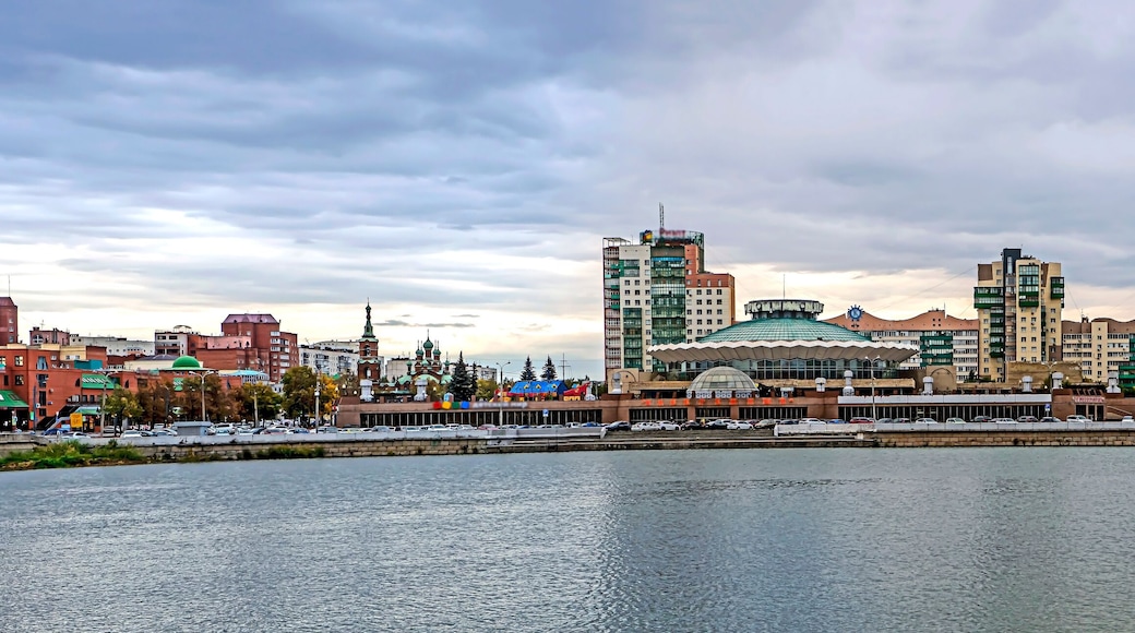 panoramic view of the Miass River in the city center