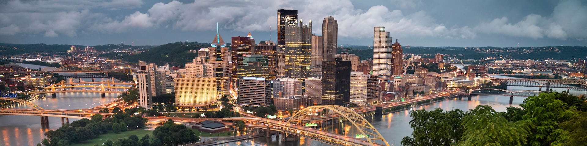 Pittsburgh city downtown skyline landscape view over the Monongahela and Allegheny River