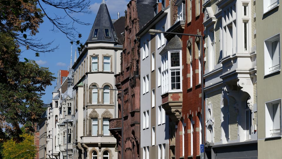 representative residential buildings in art nouveau style in cologne's belgian quarter