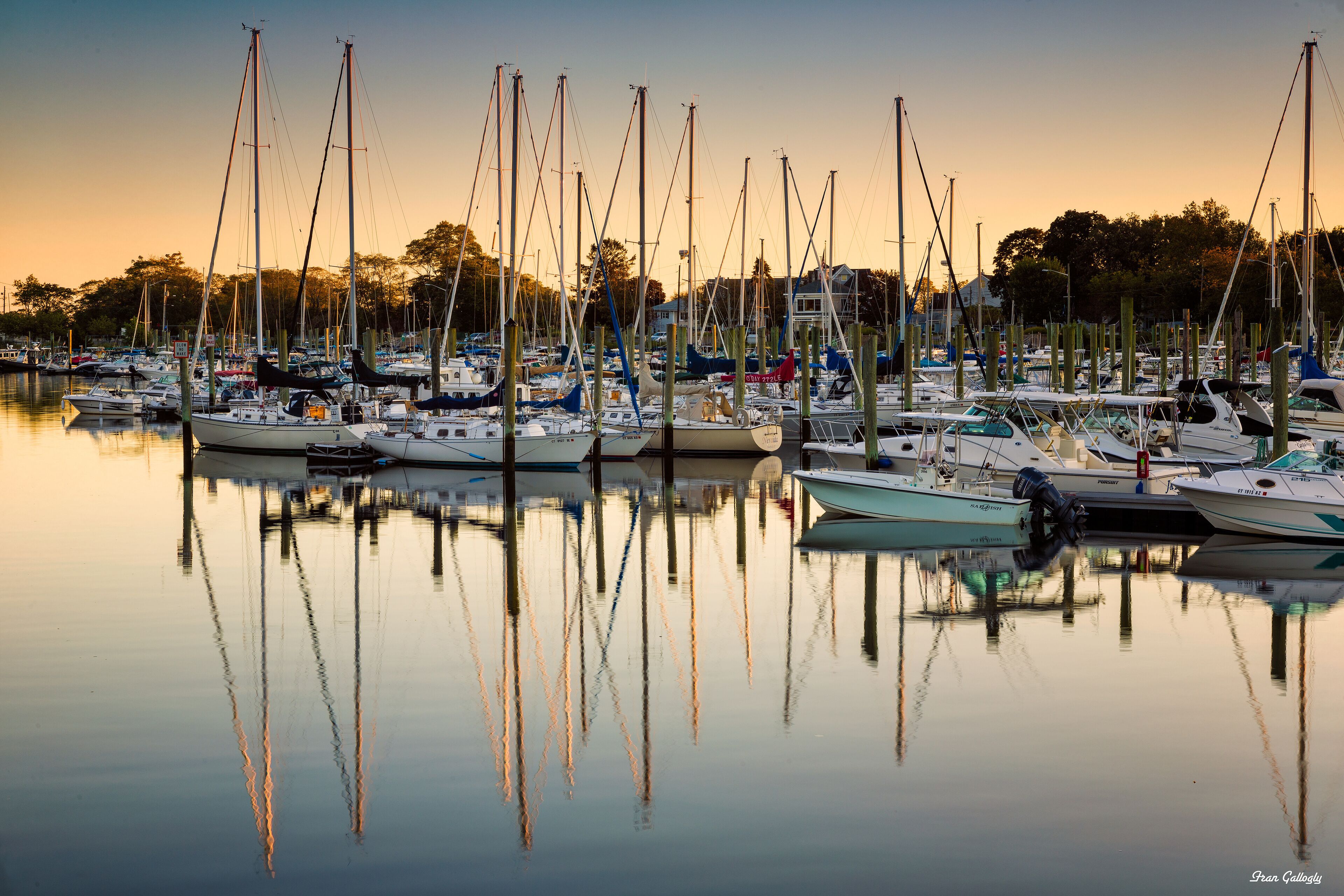 Sunset at Ash Creek marina, Fairfield, Connecticut.
