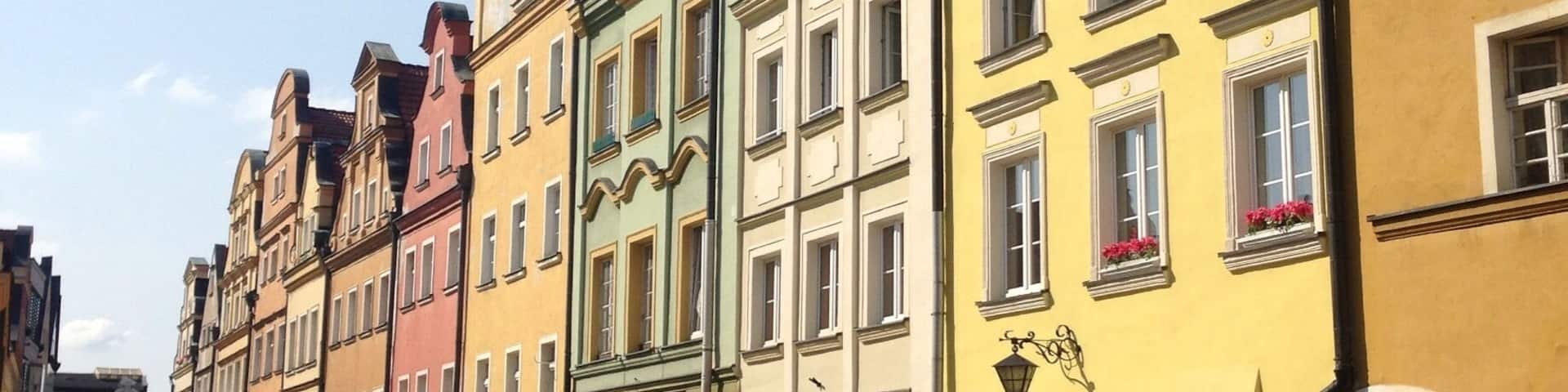The town square of Jelenia Gora is lined with colorful buildings with Polish shops and restaurants on the street level.
#colorful