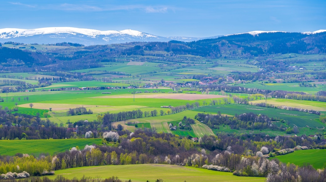 view on Kaczawskie mountains and Giant mountains during spring in Poland