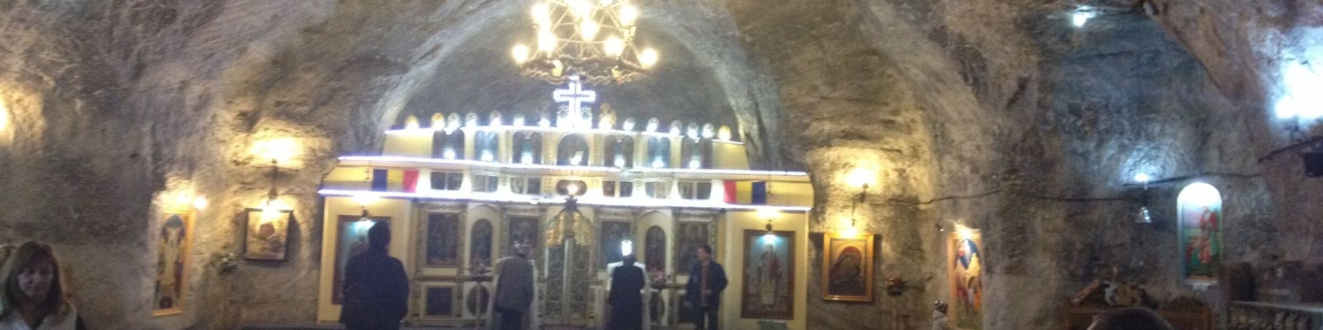 Church, 3 km and 250m down from the land !