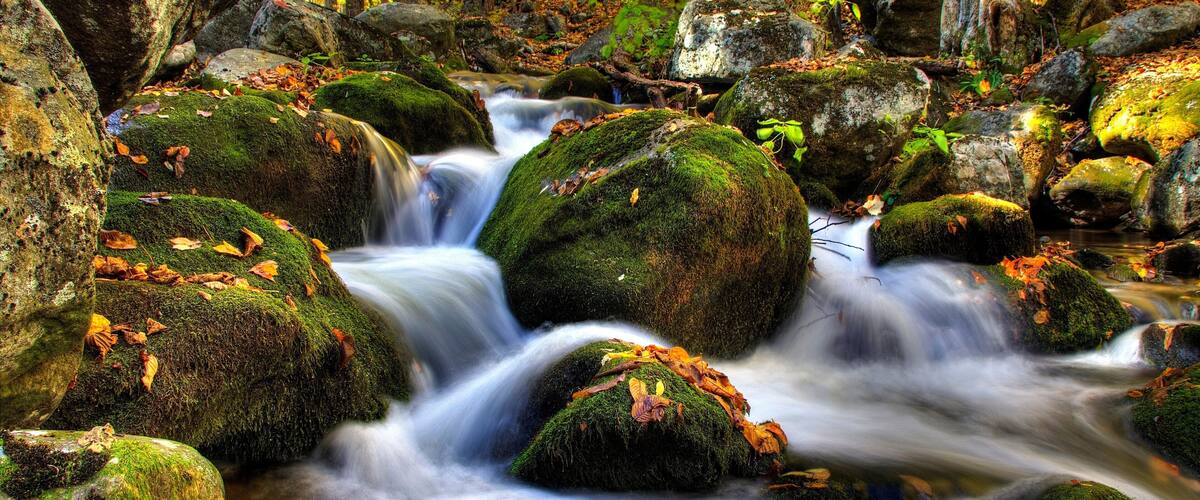 Waterfalls on Stauton River in Bear Church Rock trail in shenandoah national park