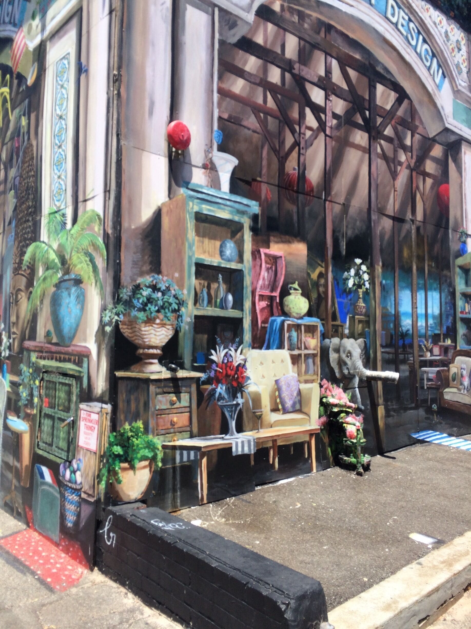 Great artwork covering a large warehouse selling furniture