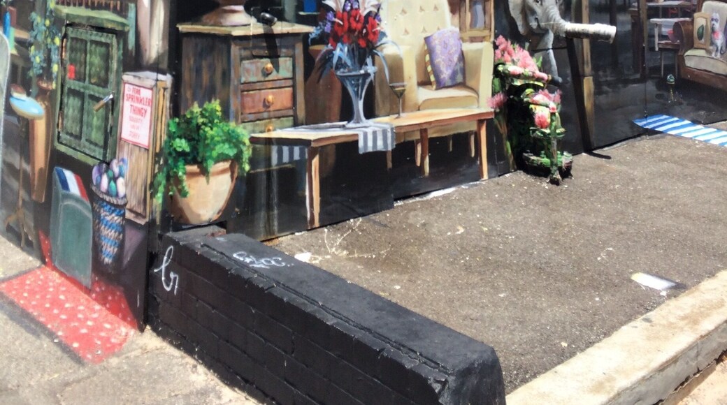 Great artwork covering a large warehouse selling furniture