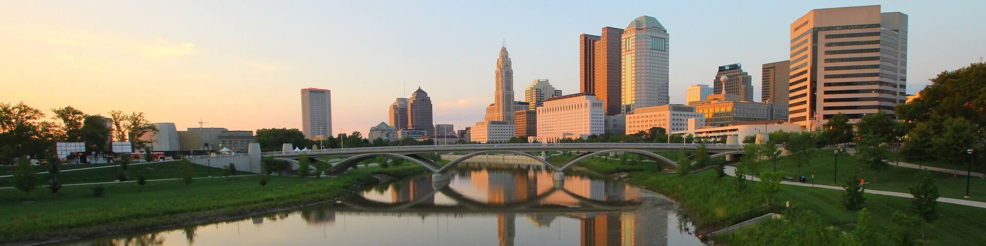 Sunset on the Scioto River, downtown Columbus, Ohio