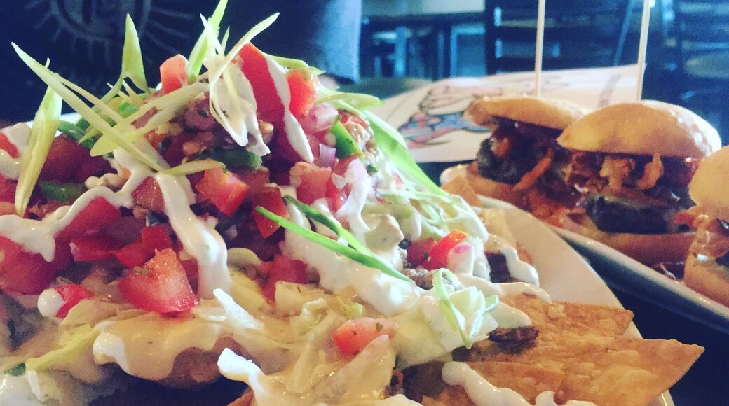 Yummy plates to share. Shaved Ribeye Nachos & Cowboy Sliders. The Corner Bar & Grill in Fenton is our new favorite hot spot! Our local yocals need to check this place out. #lovemytown