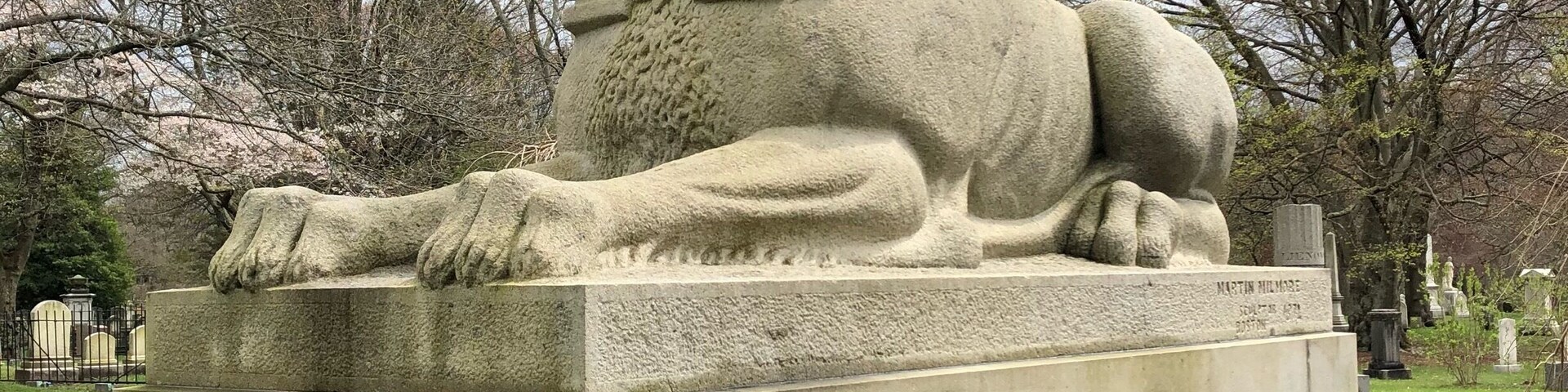 The Sphinx at Mount Auburn Cemetery in Cambridge, Massachusetts. Created my Martin Milmore in 1872, the Sphinx is a Civil War memorial and celebration of the end of slavery. Gifted to the cemetery by Dr Jacob Bigelow.
