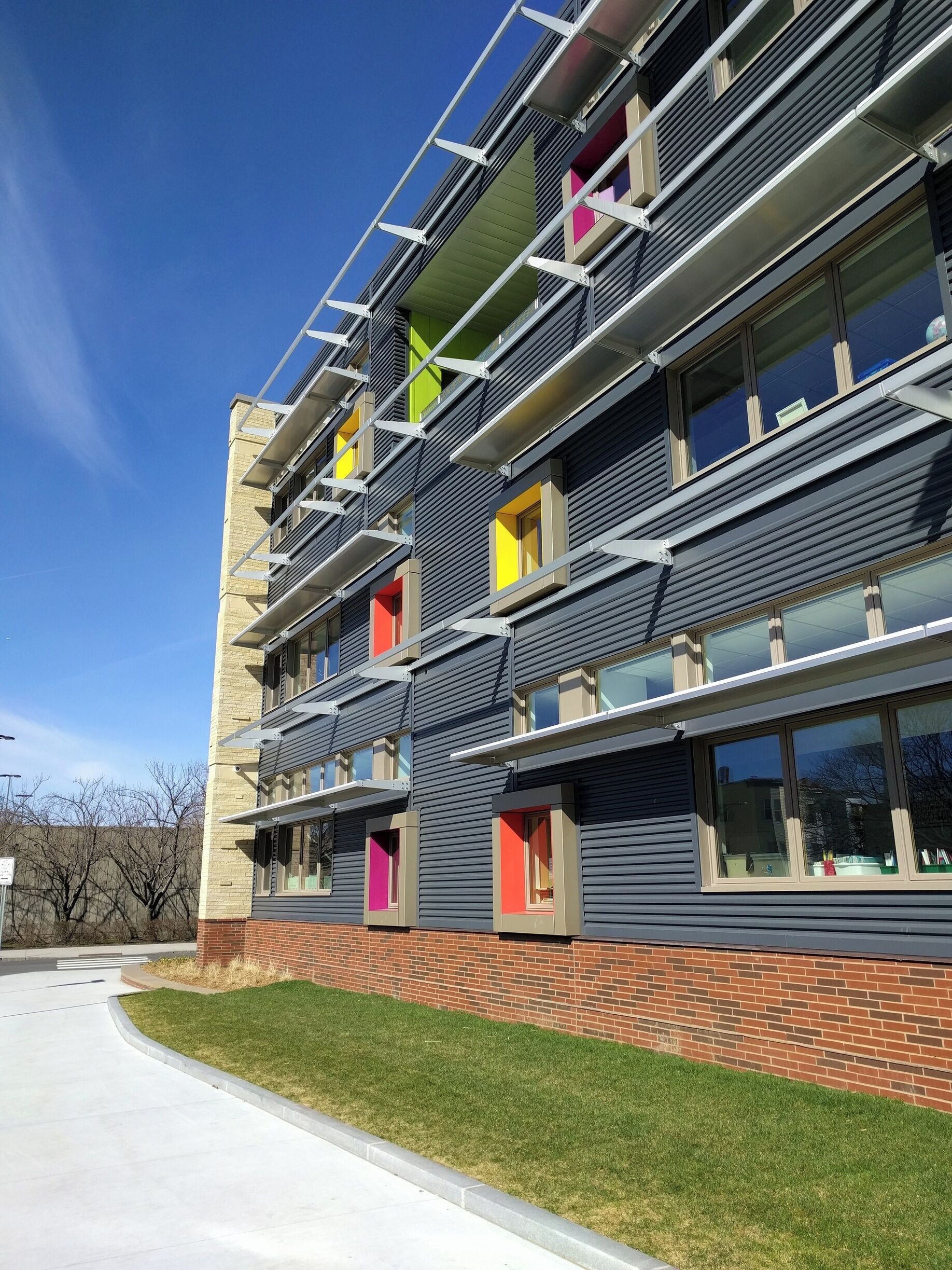 The new school on Putnam Ave. I think the windows could be an homage to Frank Gehry.