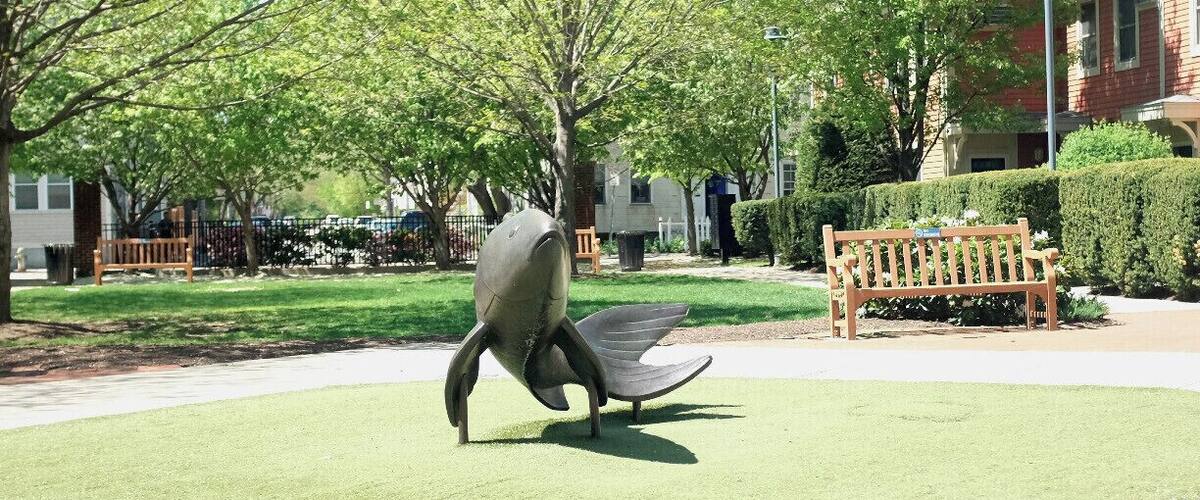 Betta Splendens statue in Auburn Park, Cambridge