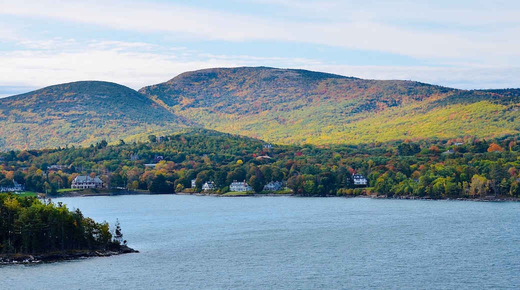 Landscape along the coastline in Bar Harbor, Maine, USA. Autumn scene.
