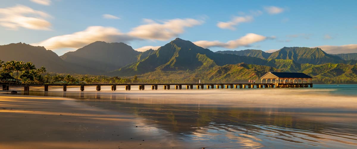 Hanelei pier in the morning - Kauai, Hawaii USA